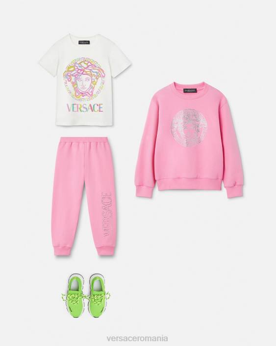 roz pantaloni de trening cu logo-ul cristalului Versace copii îmbrăcăminte 40L62023