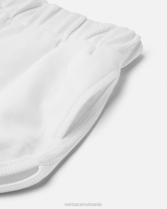 aur alb pantaloni scurți de transpirație cu logo Versace copii îmbrăcăminte 40L61934