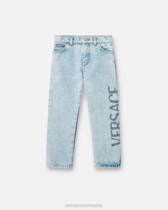 albastru deschis blugi cu logo Versace copii îmbrăcăminte 40L62130
