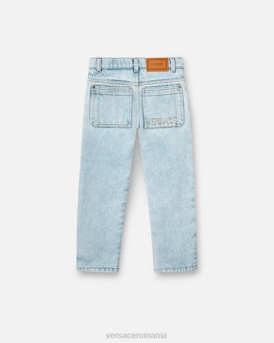 albastru deschis blugi cu logo Versace copii îmbrăcăminte 40L62130