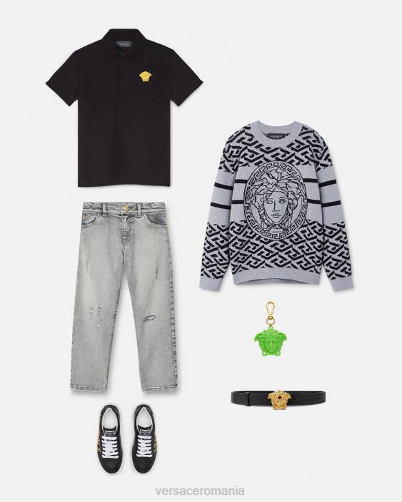 gri blugi învechiți medusa Versace copii îmbrăcăminte 40L62135