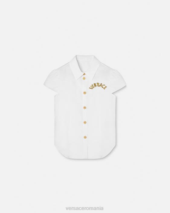 aur alb cămașă cu mânecă scurtă medusa Versace copii îmbrăcăminte 40L61936