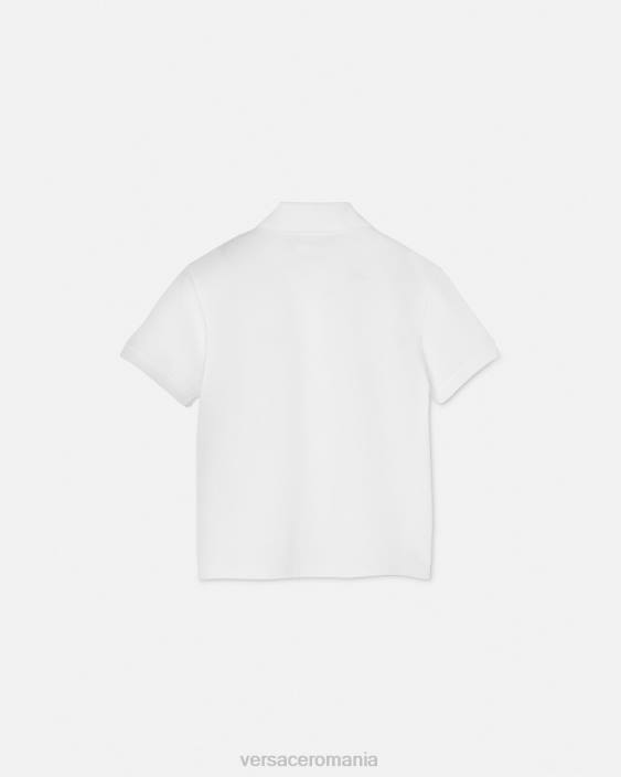 aur alb tricou polo cu logo Versace copii îmbrăcăminte 40L62082