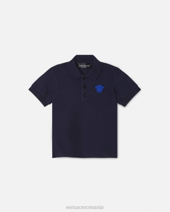negru & albastru tricou polo pentru bebelusi brodat cu medusa Versace copii îmbrăcăminte 40L61891
