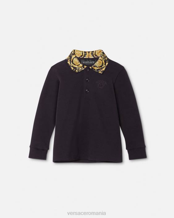 negru tricou polo pentru bebelusi barocco Versace copii îmbrăcăminte 40L61902