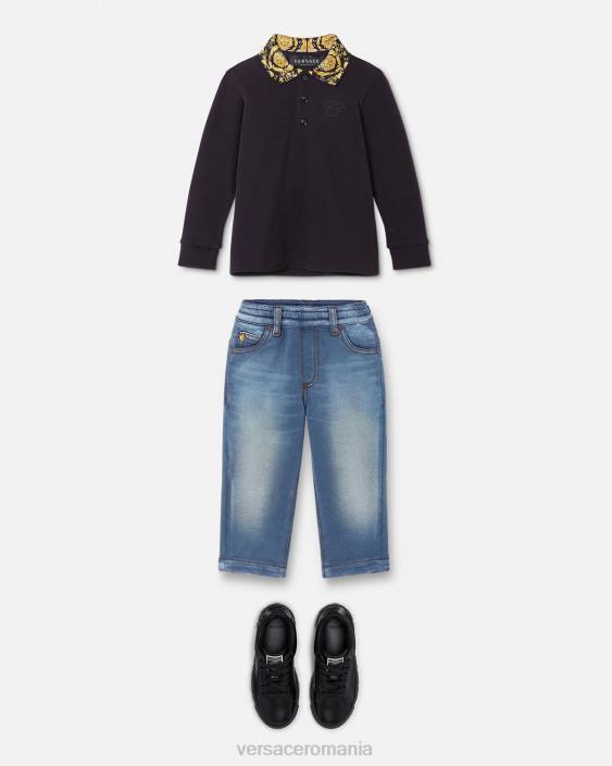 negru tricou polo pentru bebelusi barocco Versace copii îmbrăcăminte 40L61902