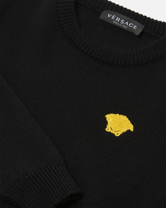 negru pulover brodat medusa Versace copii îmbrăcăminte 40L62103