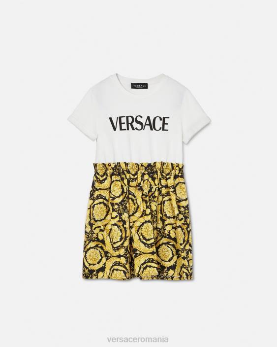 alb și imprimat rochie tricou barocco Versace copii îmbrăcăminte 40L61953