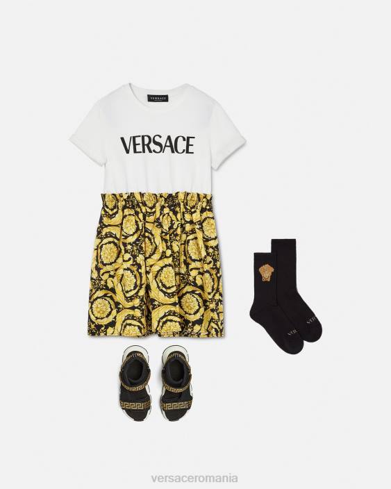 alb și imprimat rochie tricou barocco Versace copii îmbrăcăminte 40L61953