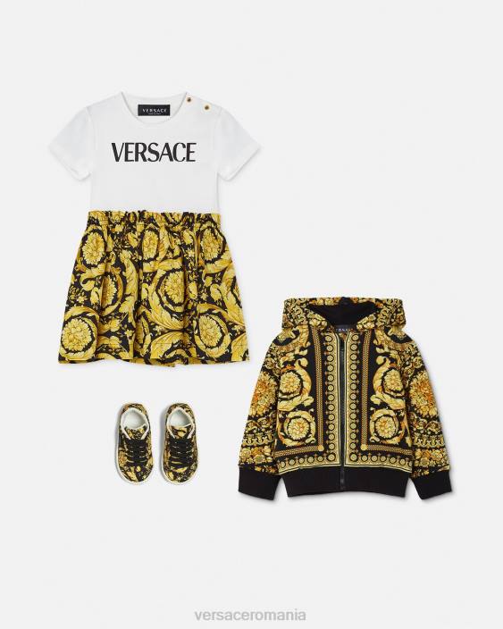 alb și imprimat rochie tricou bebelusi barocco Versace copii îmbrăcăminte 40L61858