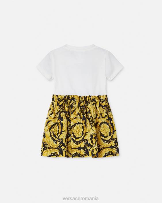 alb și imprimat rochie tricou bebelusi barocco Versace copii îmbrăcăminte 40L61858