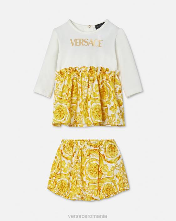 aur alb set rochii bebelusi barocco Versace copii îmbrăcăminte 40L61822
