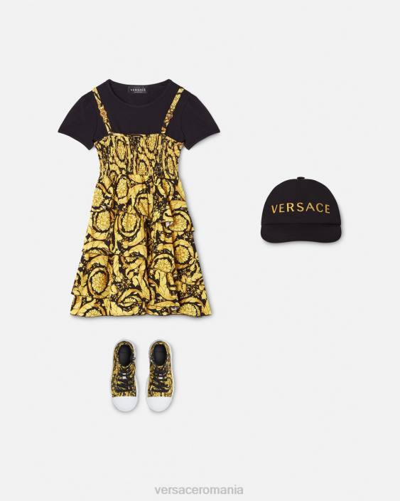 negru rochie cu volane barocco Versace copii îmbrăcăminte 40L61987