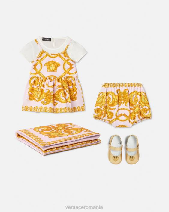 roz & alb Set rochii bebelusi barocco 660 Versace copii îmbrăcăminte 40L61828