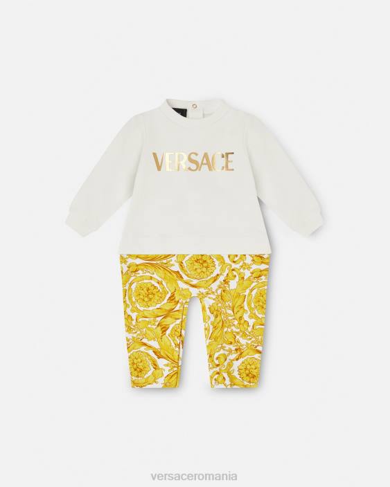 aur alb salopeta barocco pentru bebelusi Versace copii îmbrăcăminte 40L61821