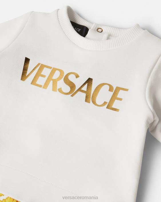 aur alb salopeta barocco pentru bebelusi Versace copii îmbrăcăminte 40L61821