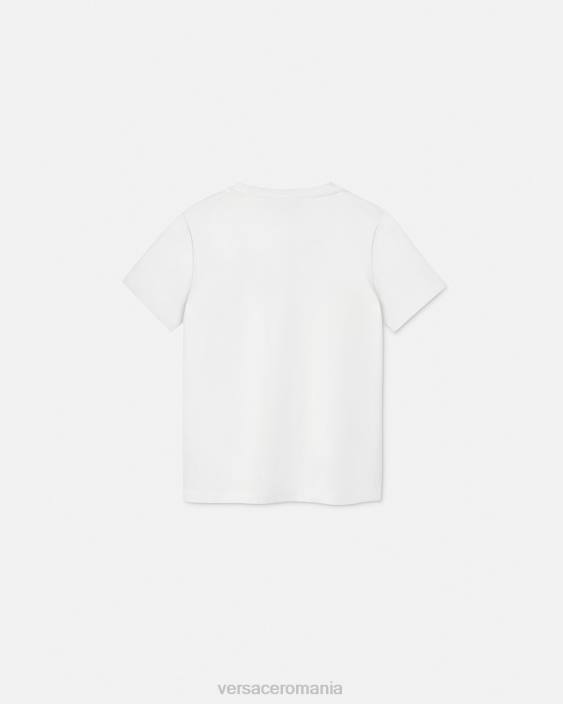 alb și imprimat tricou cu ac de siguranță Versace copii îmbrăcăminte 40L62008