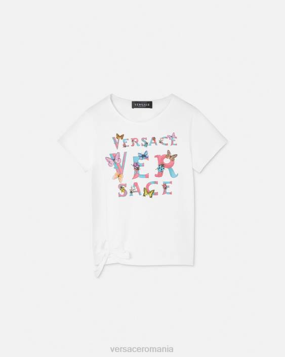 alb și imprimat tricou cu logo Versace copii îmbrăcăminte 40L61931