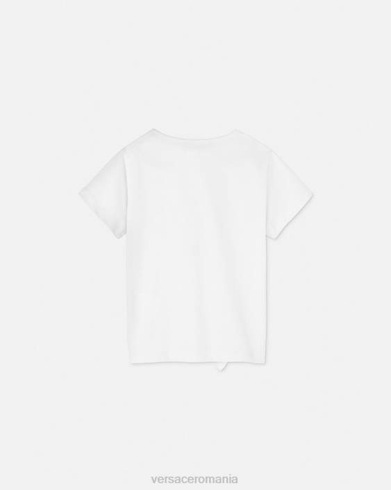 alb și imprimat tricou cu logo Versace copii îmbrăcăminte 40L61931