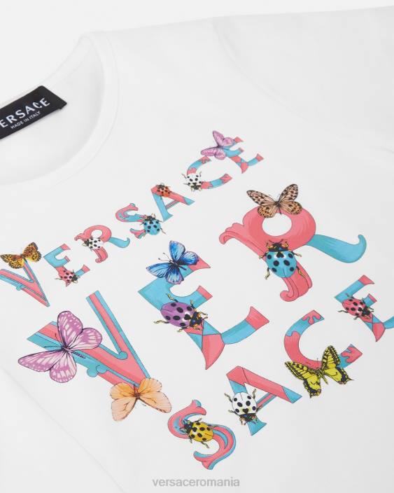 alb și imprimat tricou cu logo Versace copii îmbrăcăminte 40L61931