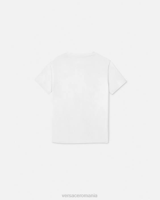 alb și imprimat tricou cu logo cana de călătorie Versace copii îmbrăcăminte 40L62018