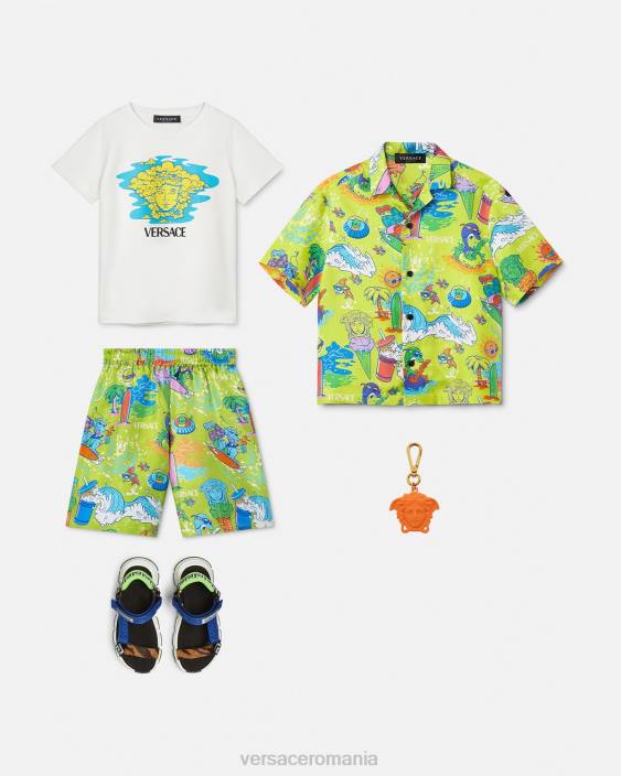 alb și imprimat tricou cu logo medusa Versace copii îmbrăcăminte 40L62127