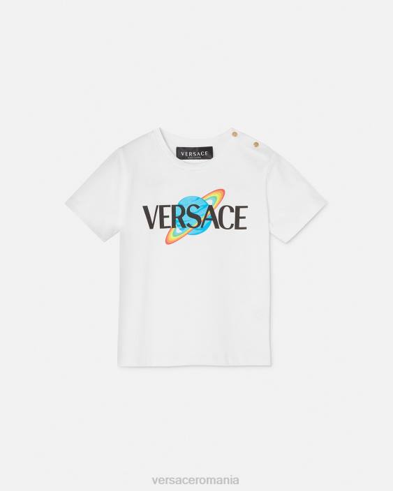 alb și imprimat tricou cu logo pentru bebelusi Versace copii îmbrăcăminte 40L61883
