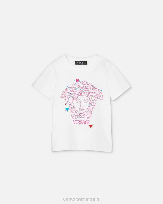 alb și imprimat tricou cu medusa Versace copii îmbrăcăminte 40L61946
