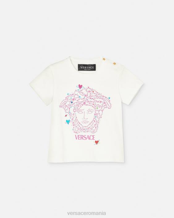 alb și imprimat tricou medusa bebe Versace copii îmbrăcăminte 40L61853