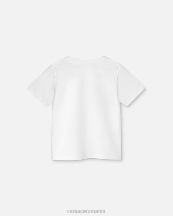 alb și imprimat tricou pentru bebelusi cu logo medusa Versace copii îmbrăcăminte 40L61914