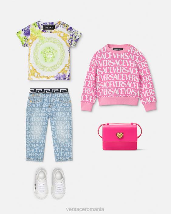 alb și imprimat tricou pentru copii medusa orhidee Versace copii îmbrăcăminte 40L61866