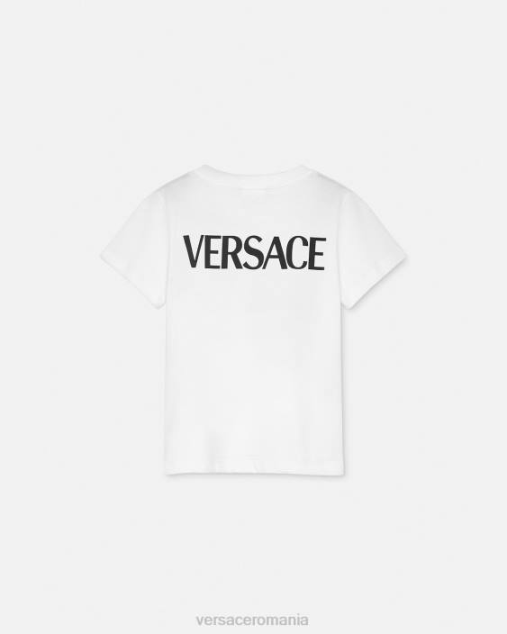 alb tricou cu logo Versace copii îmbrăcăminte 40L62004