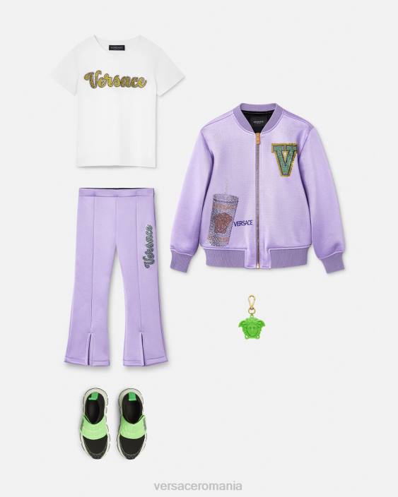 alb tricou cu logo cristal Versace copii îmbrăcăminte 40L62020