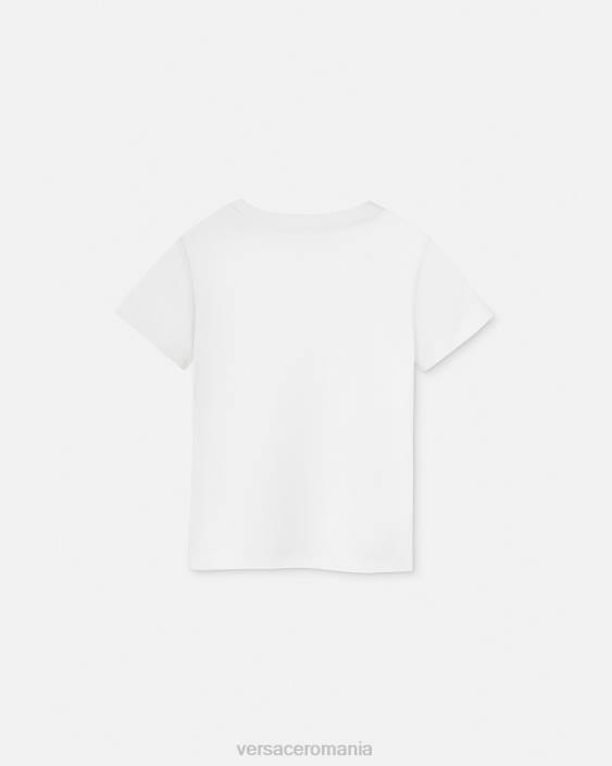 alb tricou cu logo cristal Versace copii îmbrăcăminte 40L62020