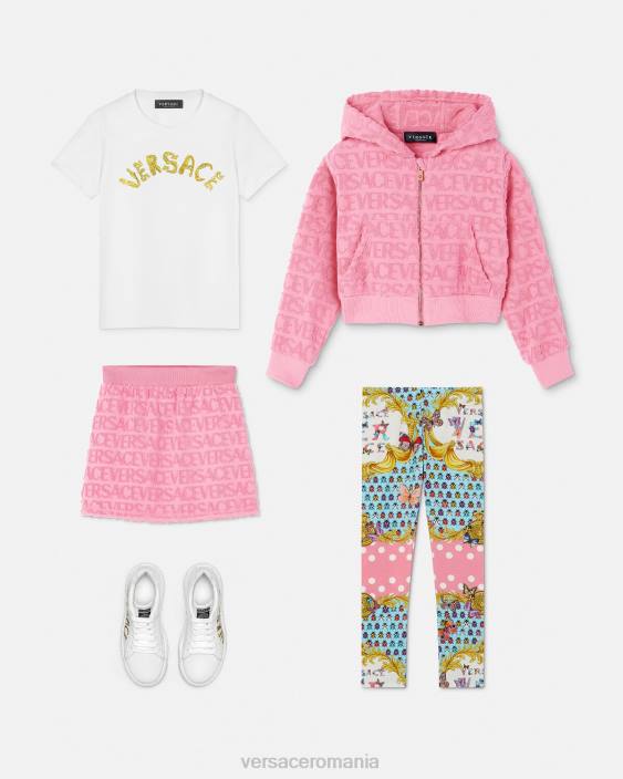 aur alb tricou cu logo Versace copii îmbrăcăminte 40L61933