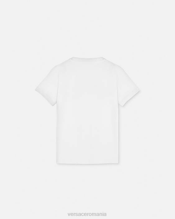 aur alb tricou cu logo Versace copii îmbrăcăminte 40L61933