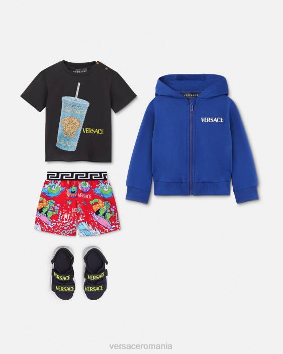 negru și imprimat cana de voiaj tricou bebe Versace copii îmbrăcăminte 40L61925