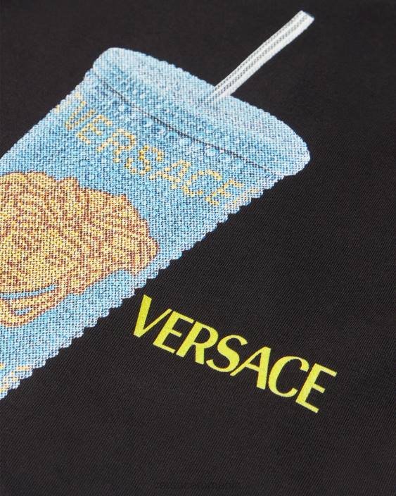 negru și imprimat cana de voiaj tricou bebe Versace copii îmbrăcăminte 40L61925