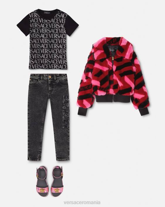 negru tricou cu cristale Versace copii îmbrăcăminte 40L62024