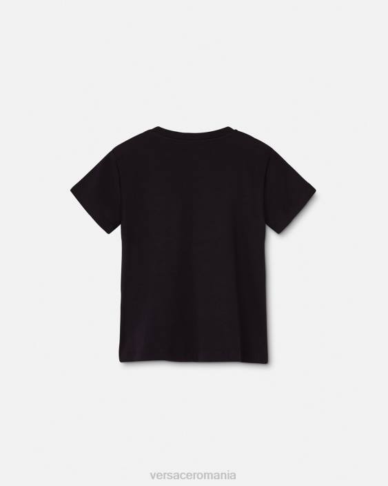 negru tricou cu cristale Versace copii îmbrăcăminte 40L62024