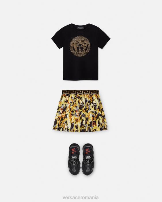 negru tricou cu medusa de cristal Versace copii îmbrăcăminte 40L61961