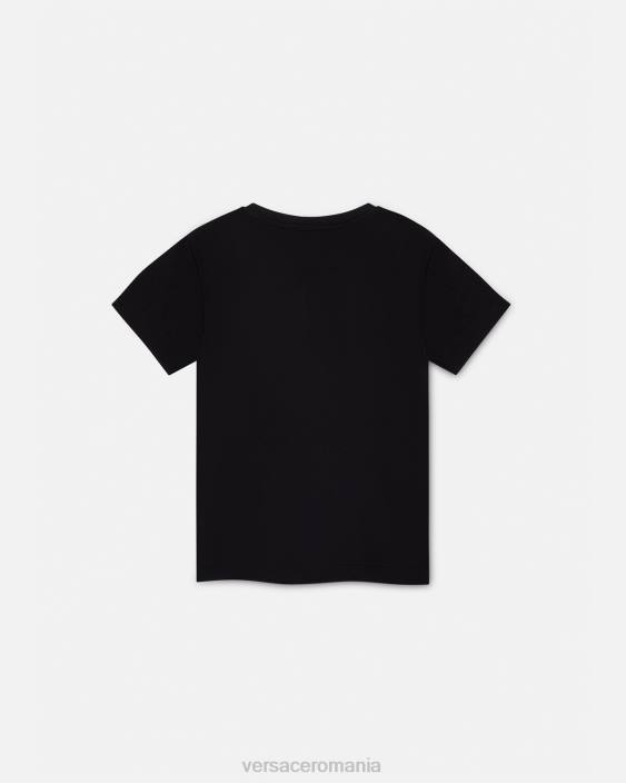 negru tricou cu medusa de cristal Versace copii îmbrăcăminte 40L61961
