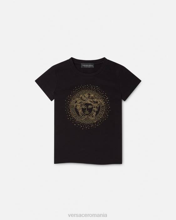 negru tricou cu împânzire cu medusa Versace copii îmbrăcăminte 40L62025