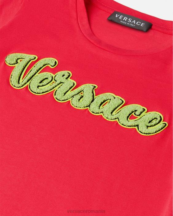 roșu tricou cu logo al universității Versace copii îmbrăcăminte 40L62133