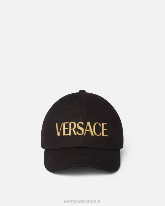 negru șapcă cu logo brodat Versace femei accesorii 40L6878