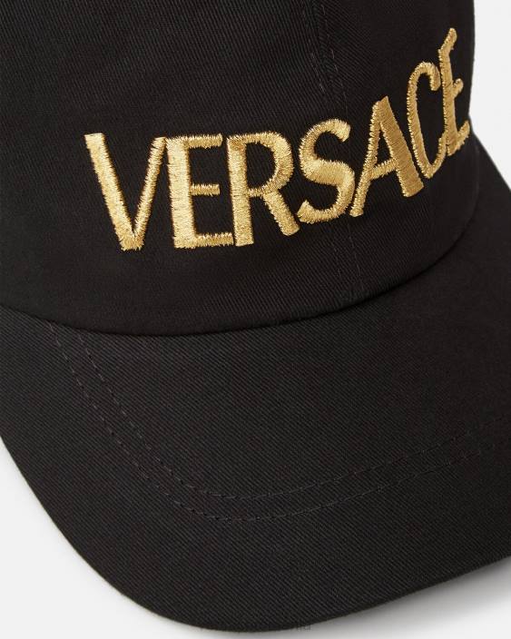 negru șapcă cu logo brodat Versace femei accesorii 40L6878