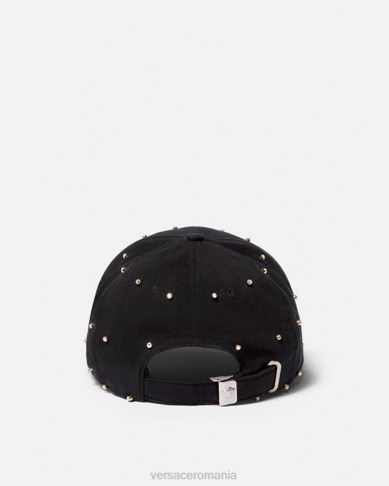 negru șapcă de baseball cu grilă de cristal baroc Versace femei accesorii 40L6908