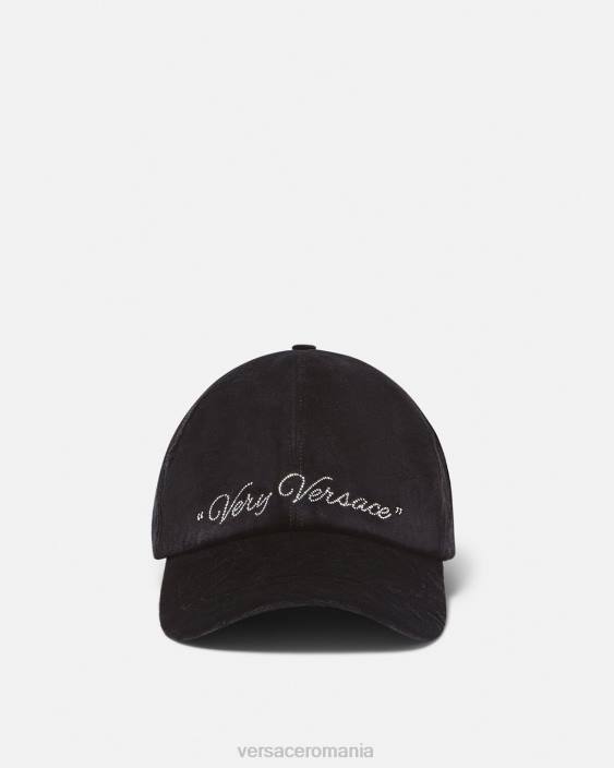 negru șapcă de baseball de catifea Versace femei accesorii 40L6911