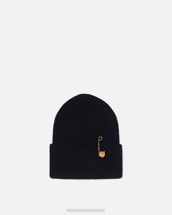 negru beanie cu ace de siguranță Versace femei accesorii 40L6882