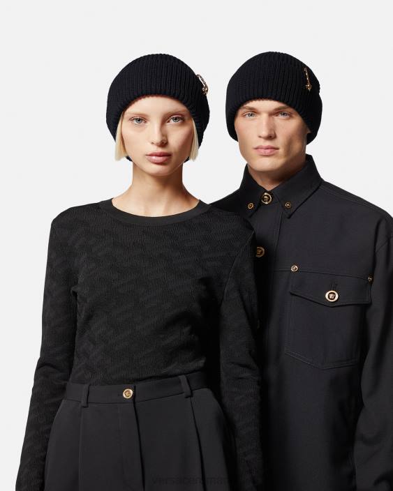 negru beanie cu ace de siguranță Versace femei accesorii 40L6882